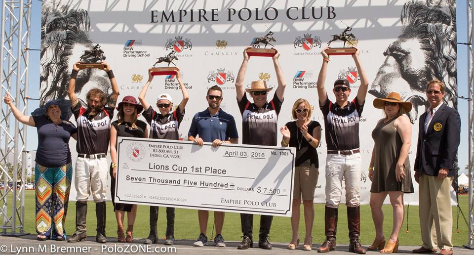 Will Rogers/Casa Sombras won the USPA 4-Goal Lions Cup Finals and $7500. From left to right: Diego Cossio, Bayne Bossom, Bolko Kissling, Conrad Kissling.  